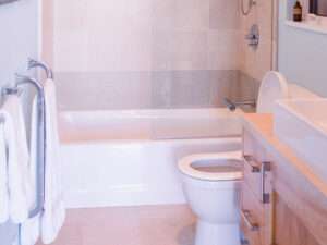 Bathroom tub, toilet, and sink general plumbing in Oklahoma City, Oklahoma by Proline Plumbing.