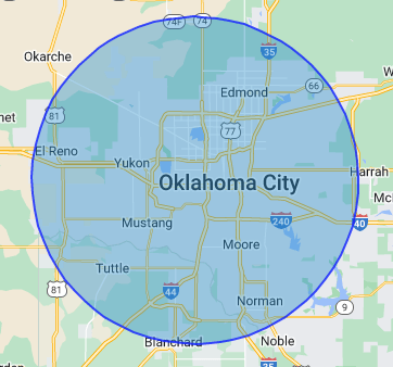 Proline Plumbings area of service in central Oklahoma.